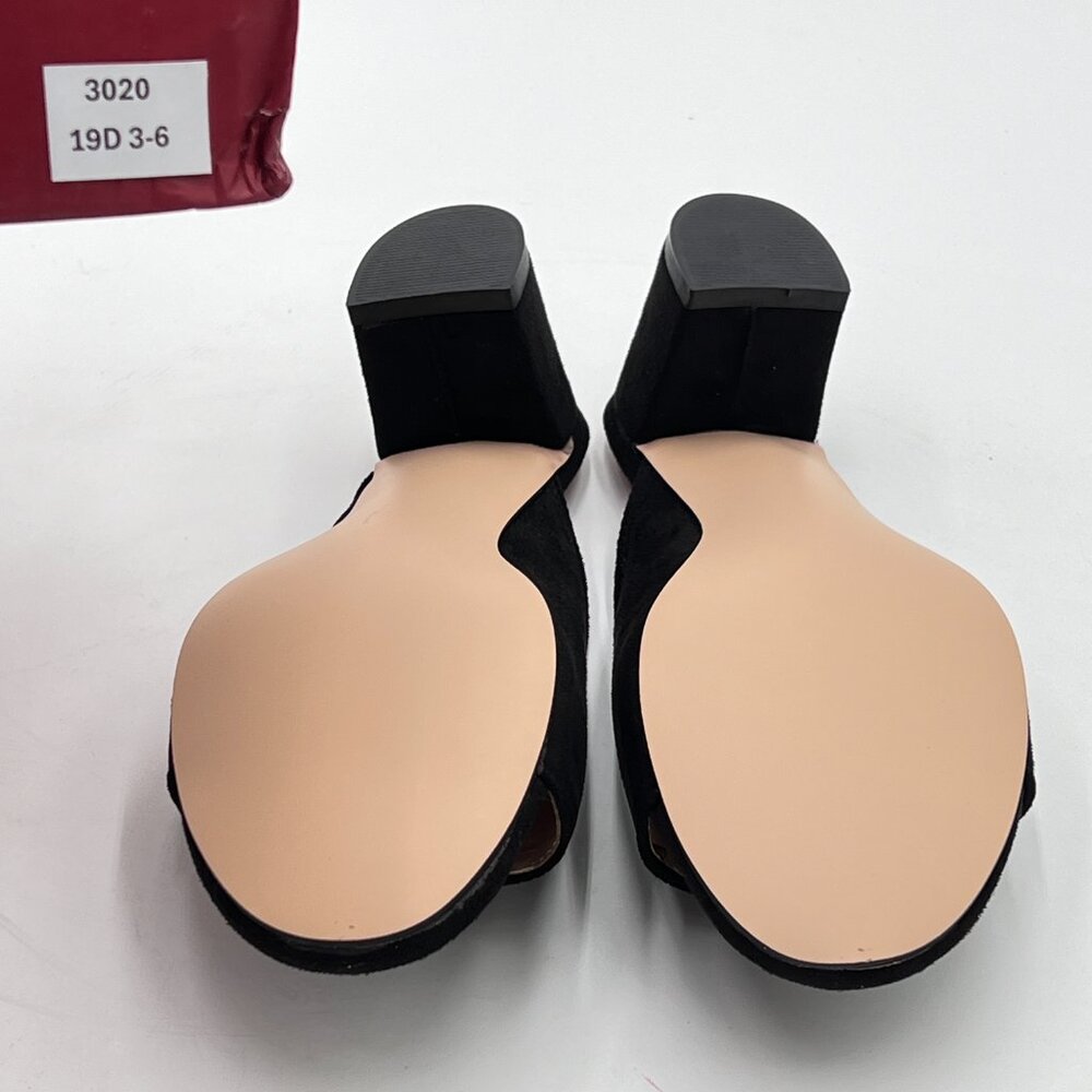 YDN Black Low Chunky Heel Slide Mule Open Toe Slipper Dressy Shoes Sandals - Picture 7 of 8